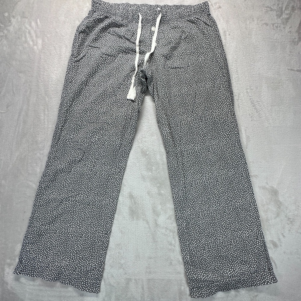 Gilligan & Omalley Lounge Pants Womens Small Black Polka Dot Cotton Straight Leg